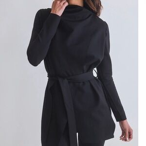 Ruti Elegant Black Draped Long Sleeve Jacket XS